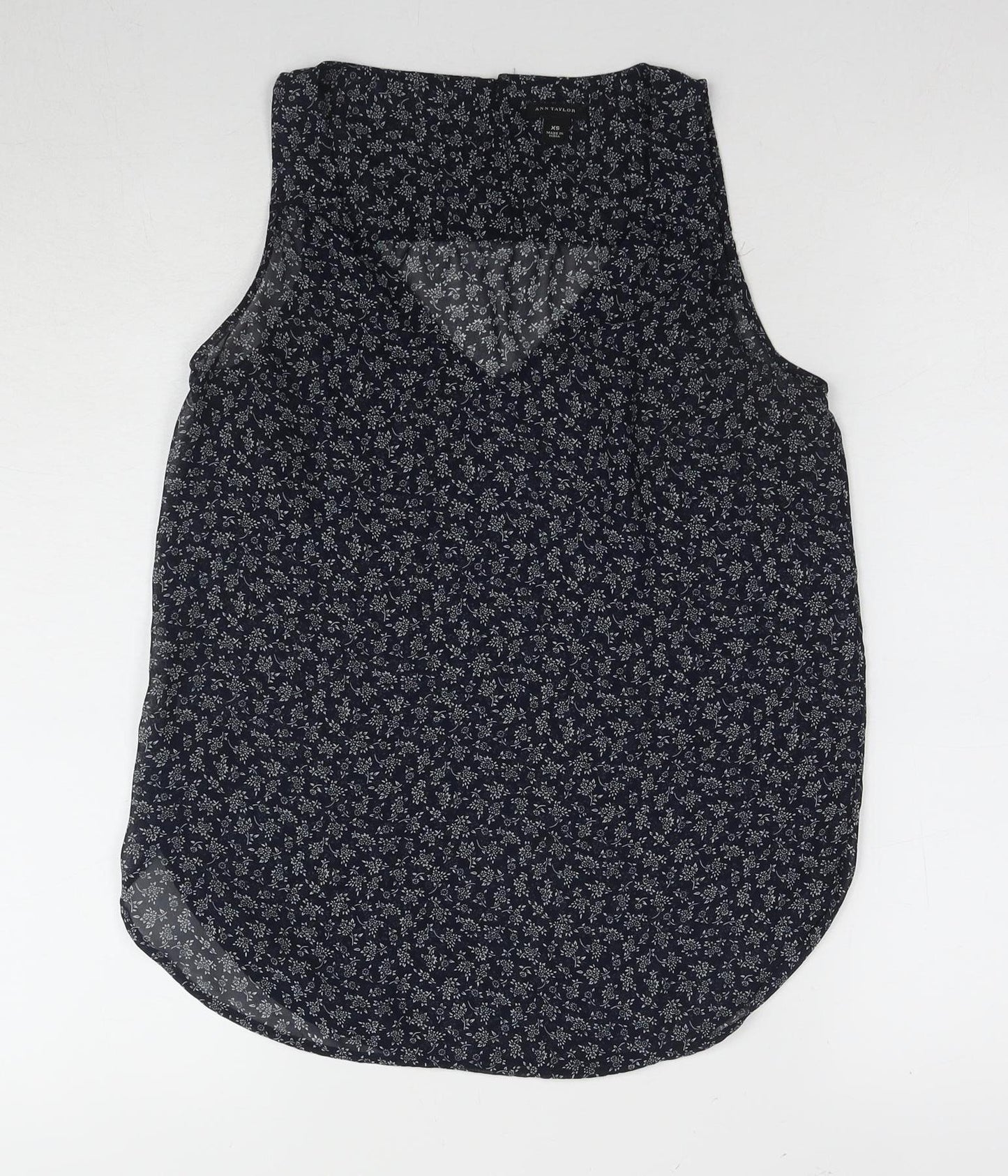 Ann Taylor Women's Blue Floral Sleeveless Blouse XS