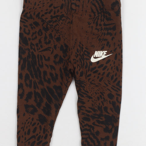 Nike Unisex Baby Brown Animal Print Leggings 6-9 Months