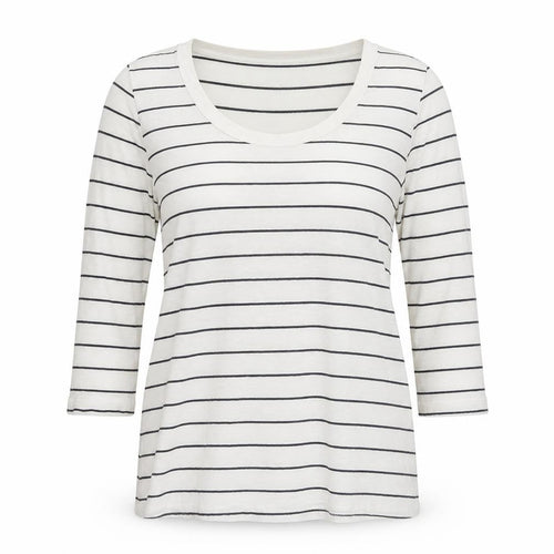 J.CREW Women's White Striped T-Shirt, Size L, Classic Style