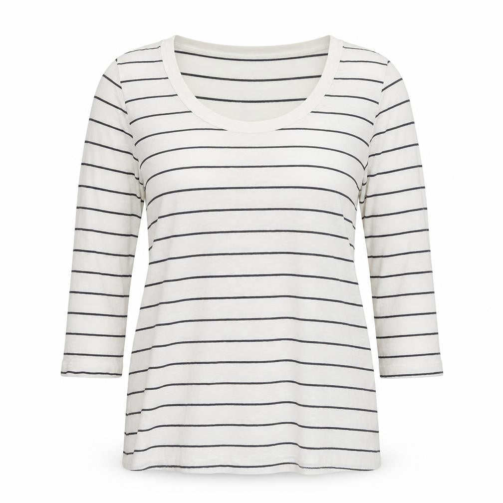 J.CREW Women's White Striped T-Shirt, Size L, Classic Style
