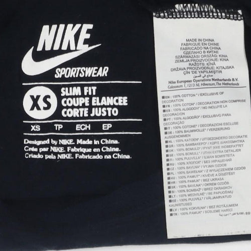Nike Unisex Black XS Slim Fit T-Shirt