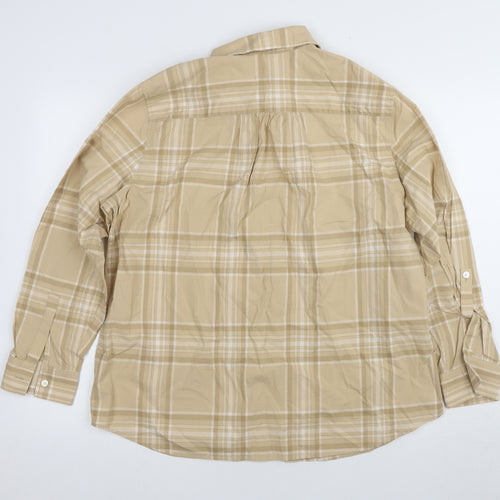 Lands' End Men Beige Plaid Casual Shirt XL