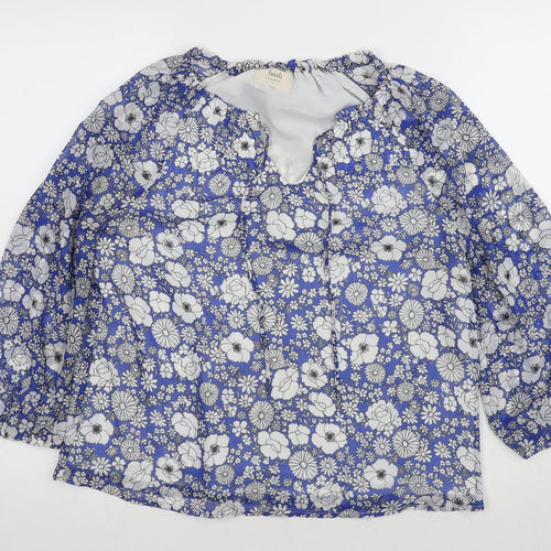 Lush Women's Blue Floral Tunic Blouse - Size S