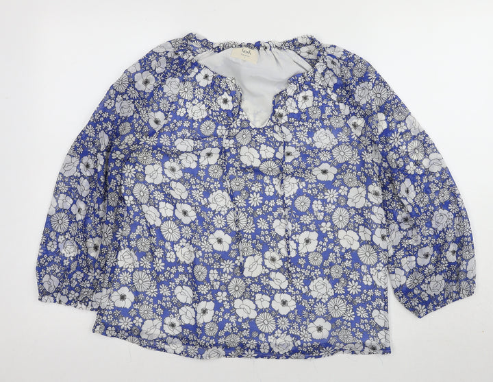 Lush Women's Blue Floral Tunic Blouse - Size S