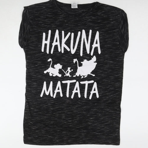 Disney Black Sleeveless T-Shirt, Size 8