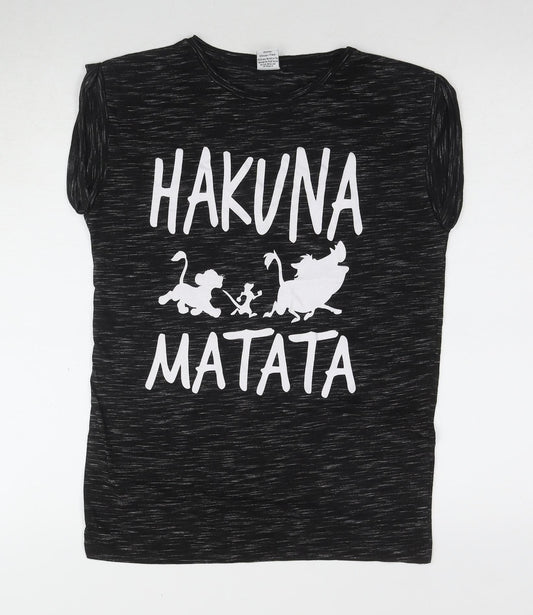 Front view of Disney Black Sleeveless T-Shirt, size 8