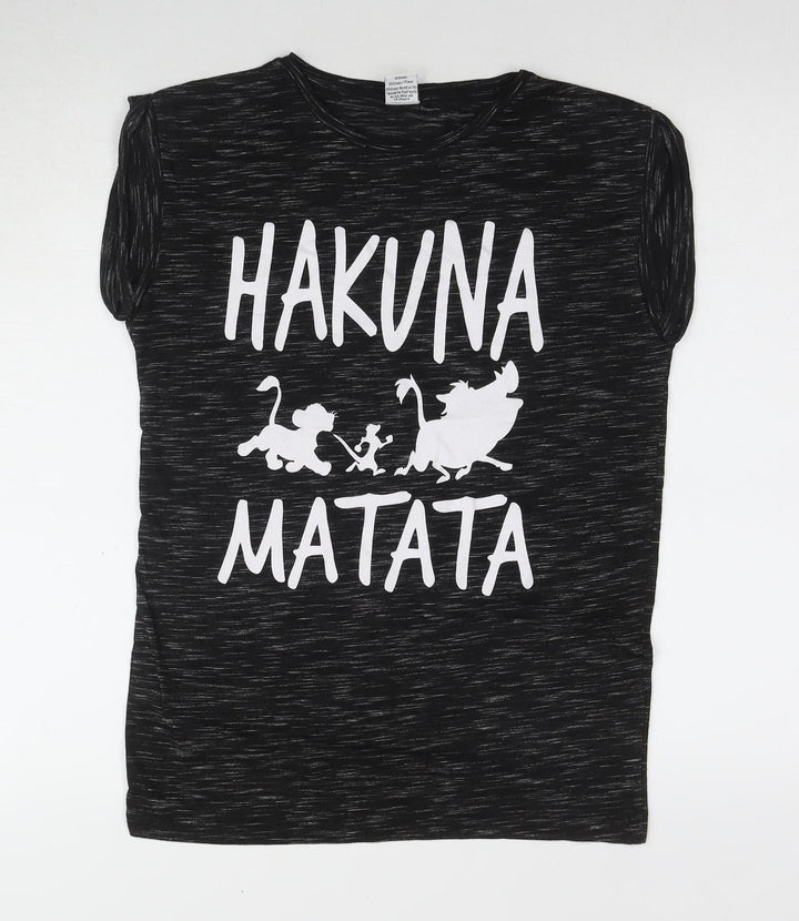 Disney Black Sleeveless T-Shirt, Size 8