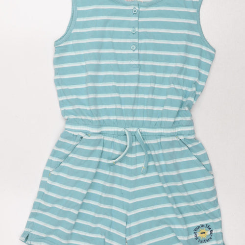 FatFace Girls Blue Striped Playsuit, 10-11 Years, Summer Style
