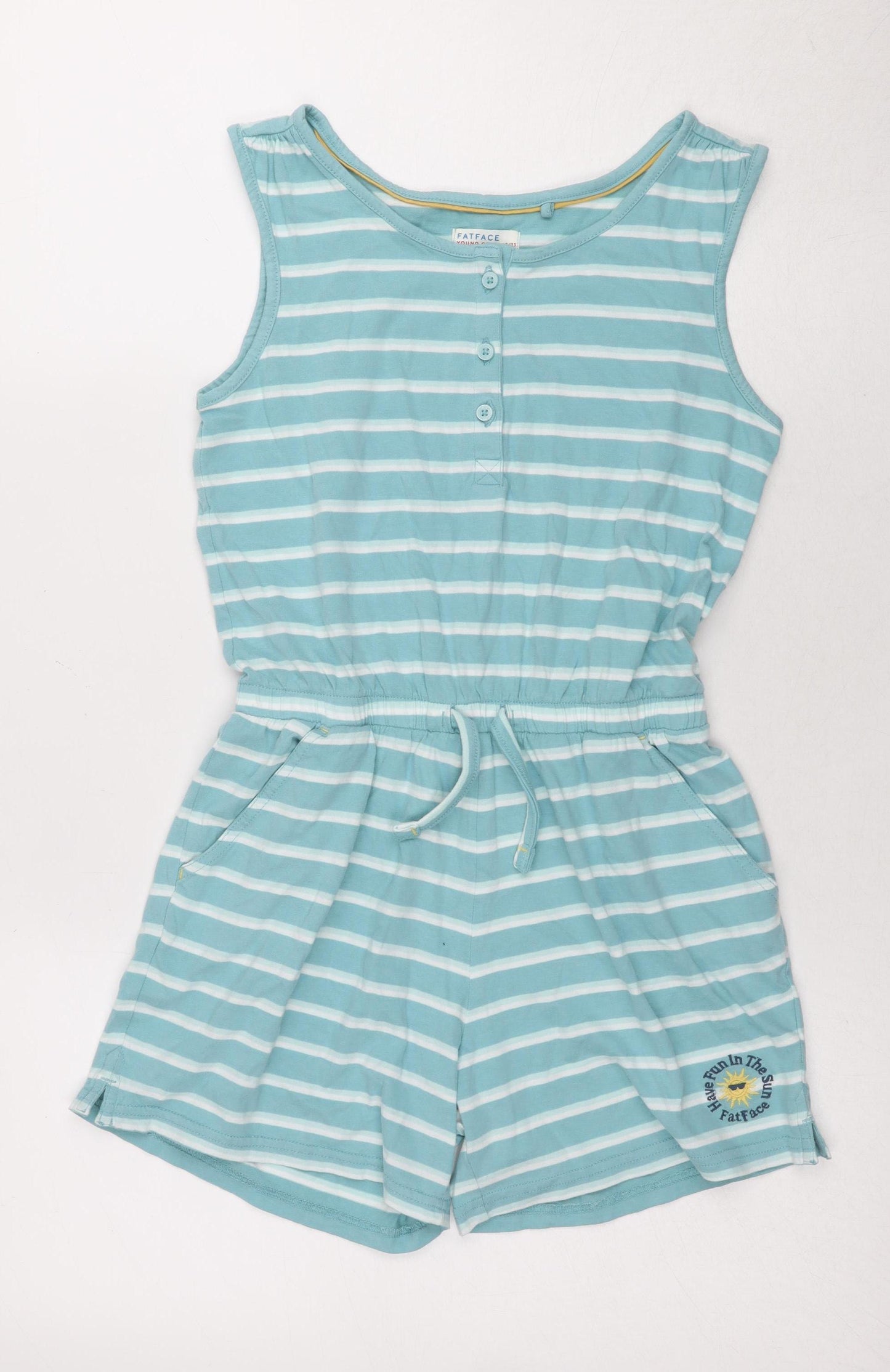 FatFace Girls Blue Striped Playsuit, 10-11 Years, Summer Style