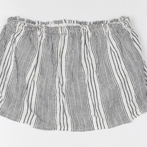 Hollister Women’s White Striped Cropped Blouse, S