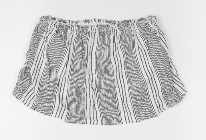 Hollister Women’s White Striped Cropped Blouse, S