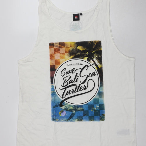Quiksilver Men's White 2XL Sleeveless Beach T-Shirt