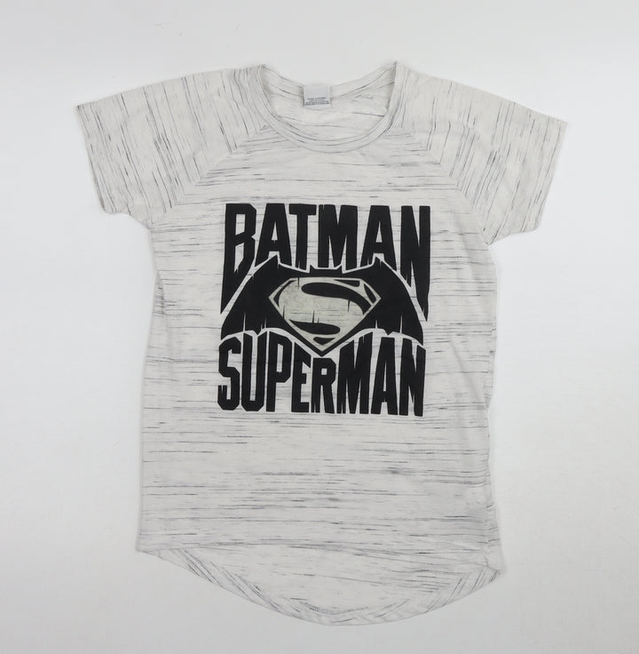 Women's White Batman Superman T-Shirt, Size 8, Casual Wear