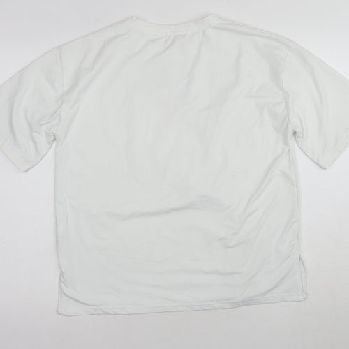 White Unisex Adults Basic T-Shirt L Round Neck