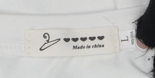 White Unisex Adults Basic T-Shirt L Round Neck