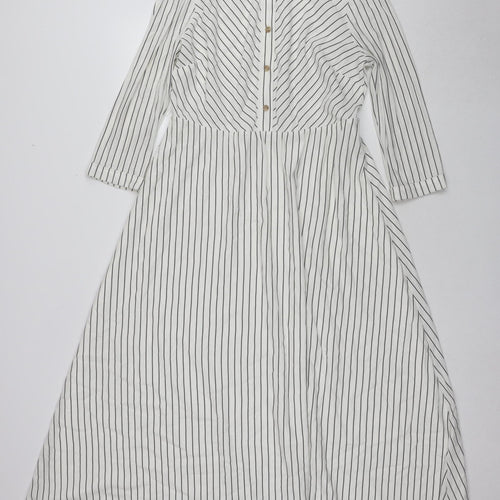 Jasper Conran Women's White Striped Long Sleeve Dress
