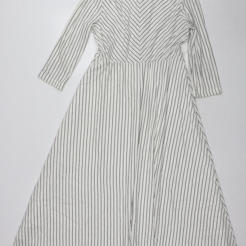 Jasper Conran Women's White Striped Long Sleeve Dress