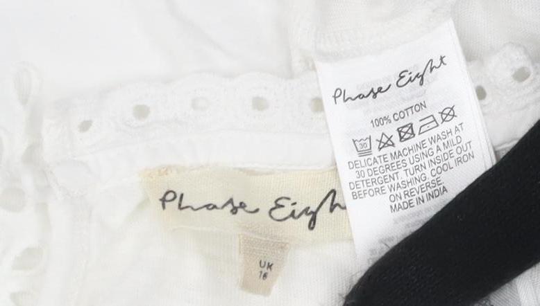 Phase Eight Women's White Cotton Crochet Camisole Top Size 16