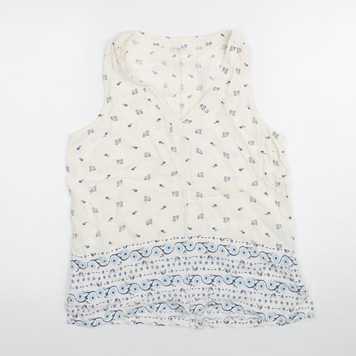 Old Navy Women’s Ivory Floral Tank Top, S, V-Neck
