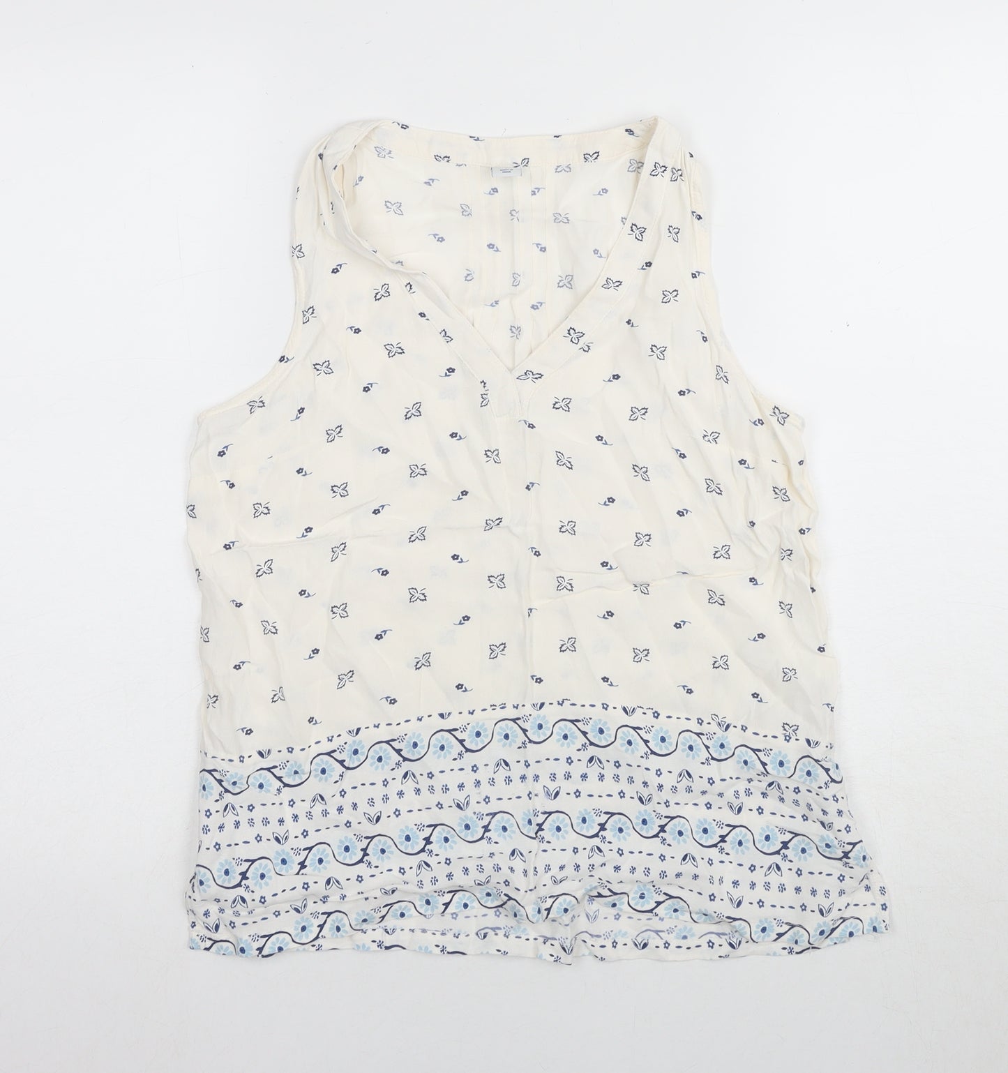 Old Navy Women’s Ivory Floral Tank Top, S, V-Neck