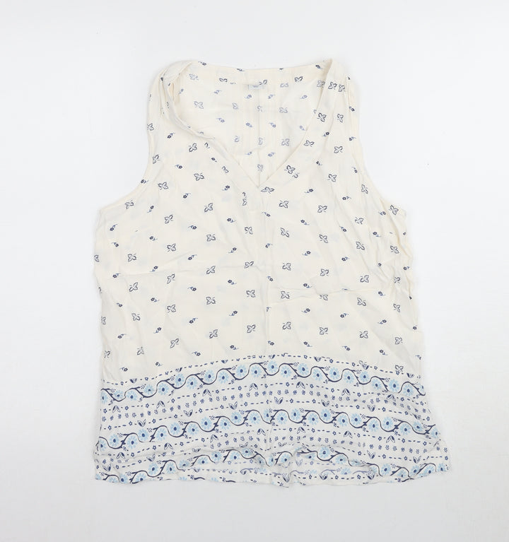 Old Navy Women’s Ivory Floral Tank Top, S, V-Neck