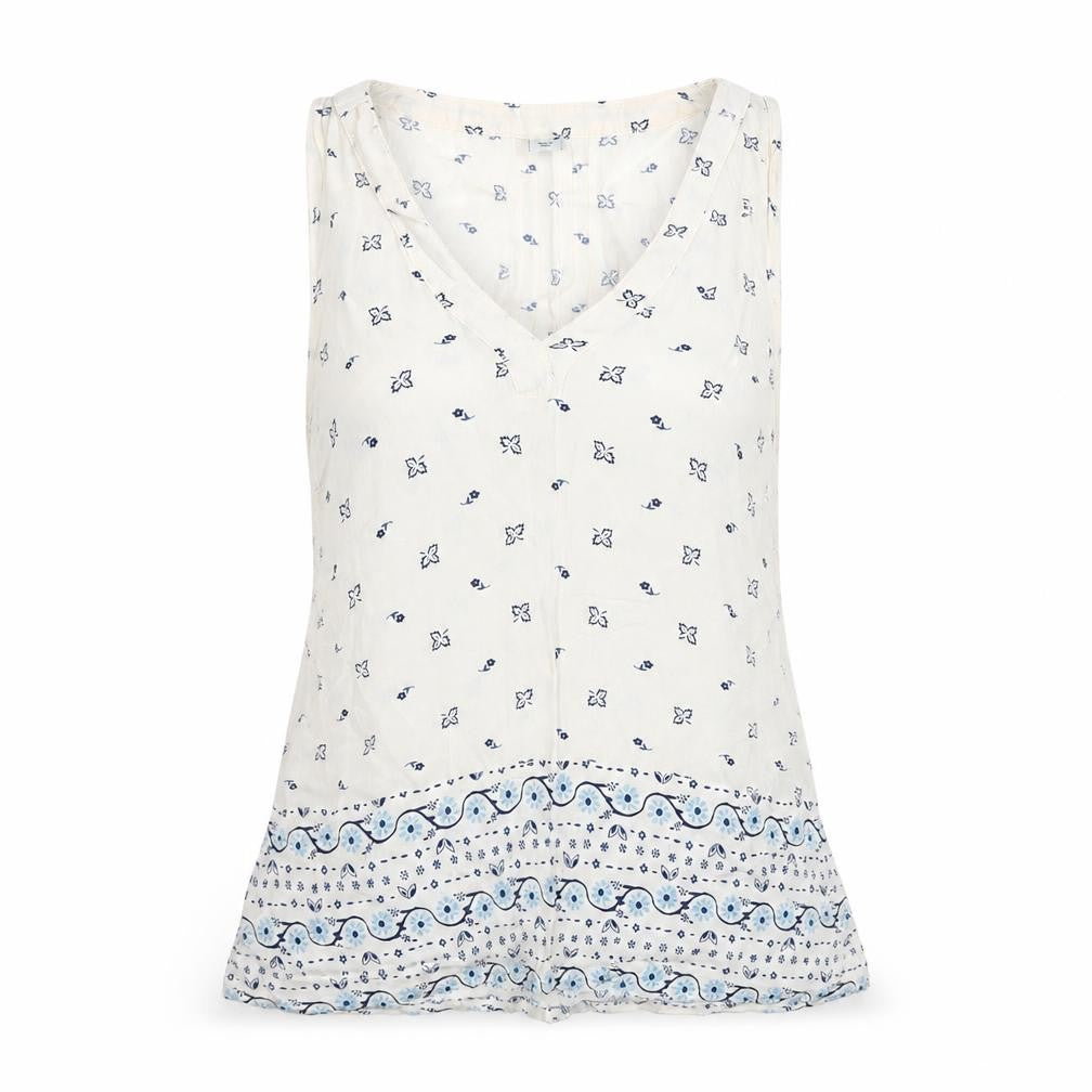 Old Navy Women’s Ivory Floral Tank Top, S, V-Neck