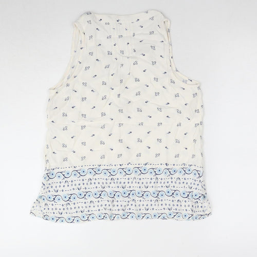 Old Navy Women’s Ivory Floral Tank Top, S, V-Neck