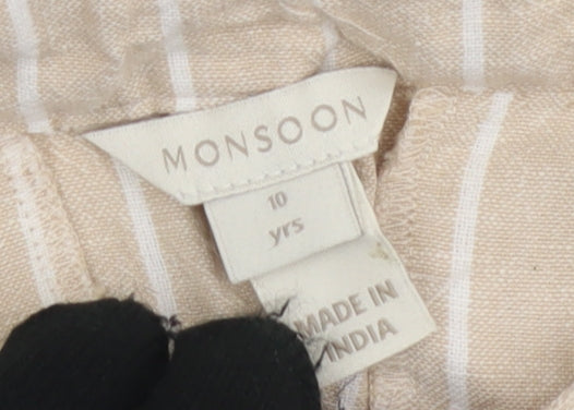 Monsoon Boys Beige Striped Chino Shorts 10 Years