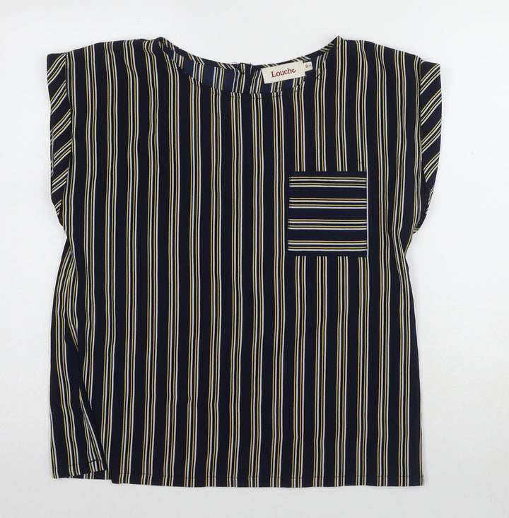Louche Women's Black Striped Blouse Size 10 Casual