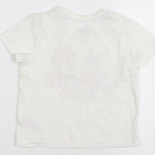 Disney Girls White Graphic Print T-Shirt, 3-4 Years, Casual Wear