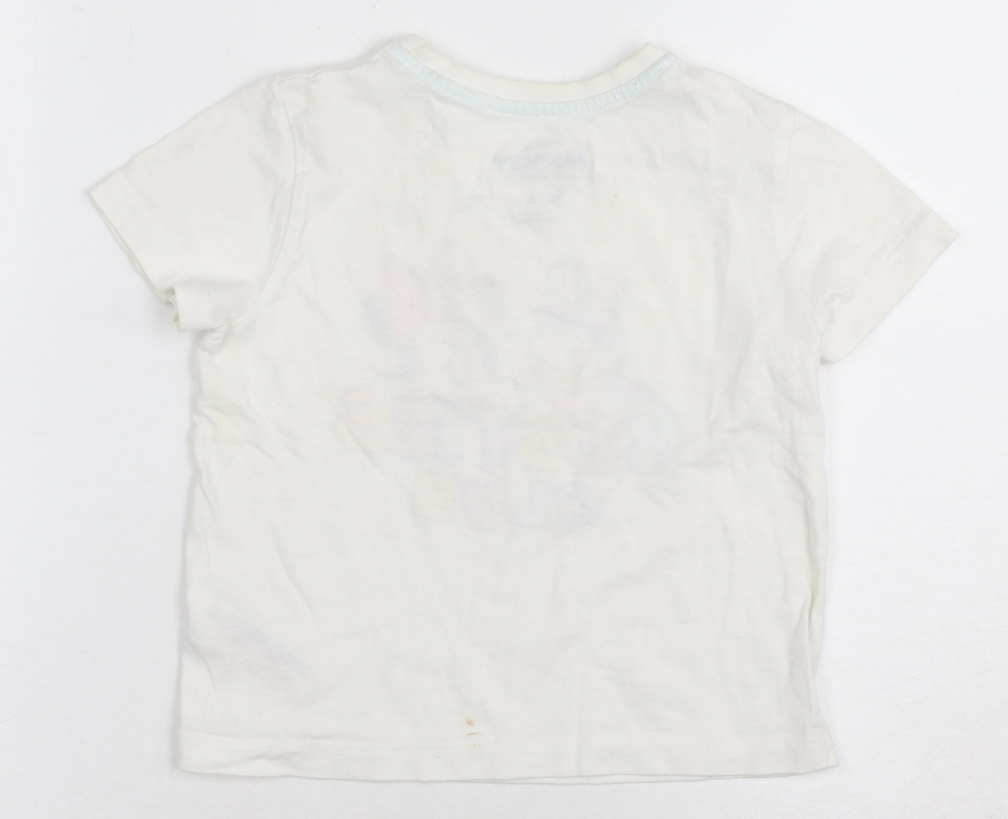 Disney Girls White Graphic Print T-Shirt, 3-4 Years, Casual Wear