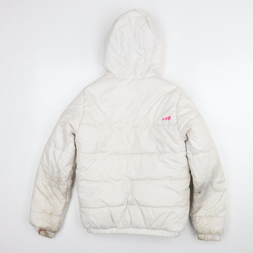 Decathlon Girls White Puffer Jacket, 12 Years, Hooded