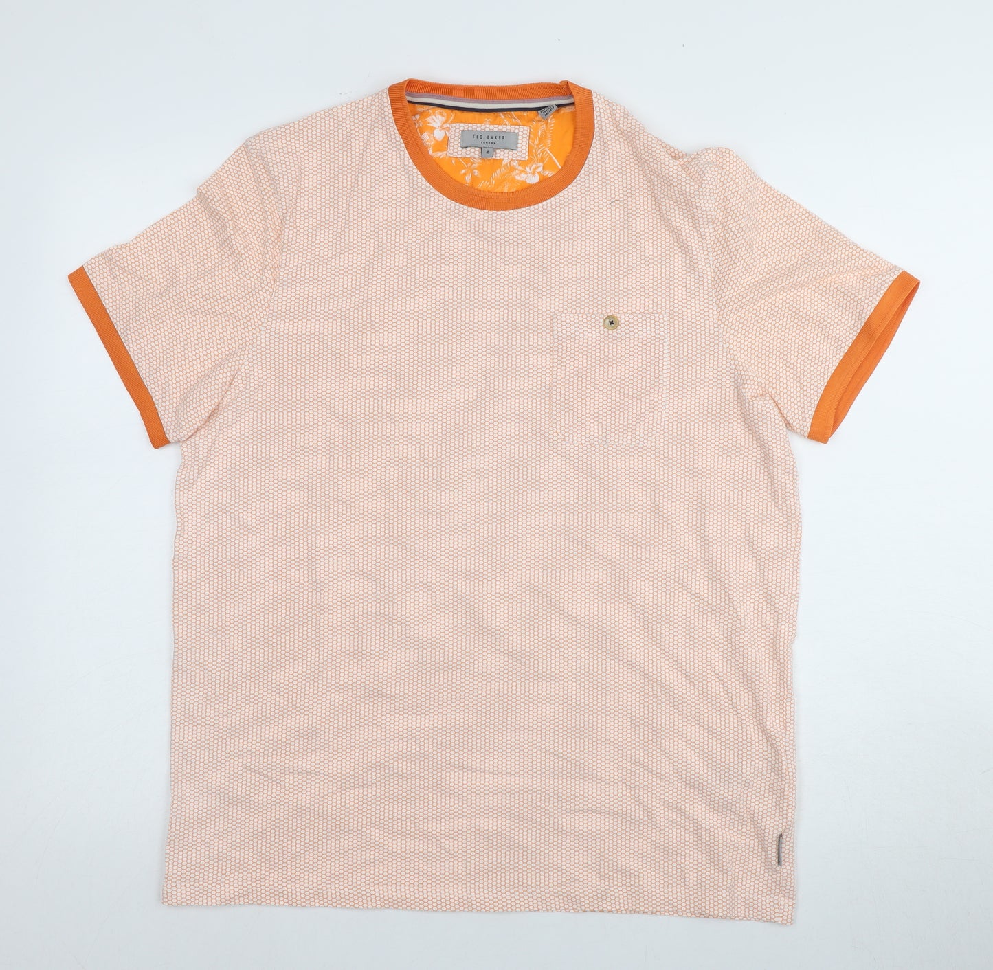 Ted Baker Men's Orange Geometric Polo T-Shirt Size L