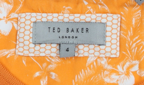 Ted Baker Men's Orange Geometric Polo T-Shirt Size L