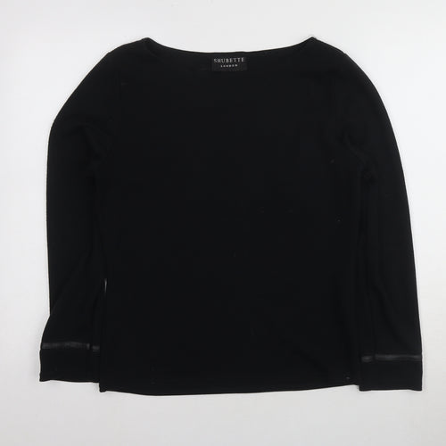 Shubette London Black Women's Size 10 Basic Boat Neck Blouse