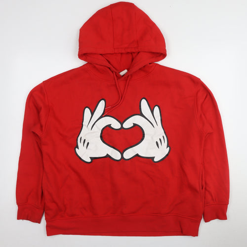 Disney Red Unisex Hoodie L - Graphic Print Pullover