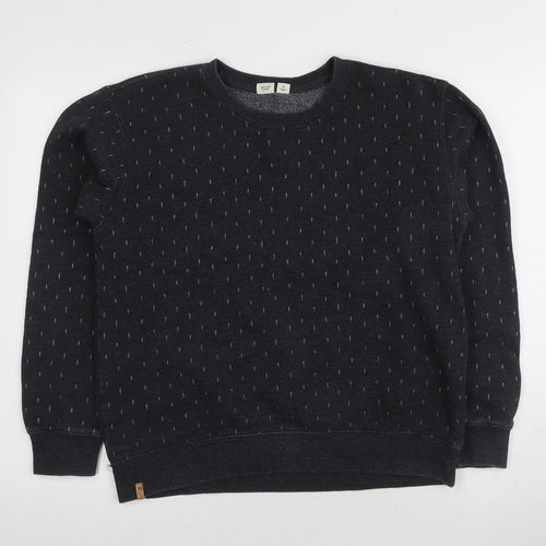 Men's Black Pullover Sweatshirt, Knit Fabric - Medium