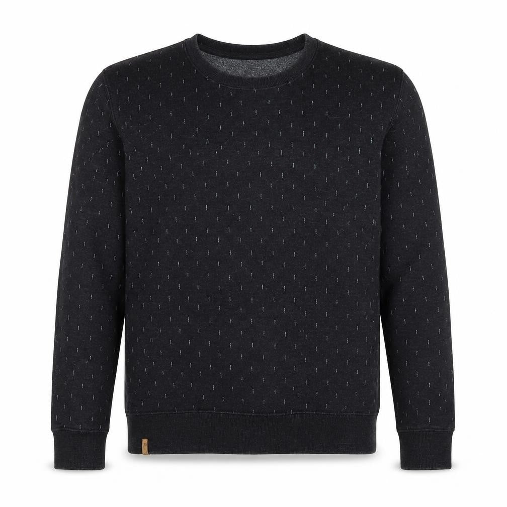 Front view of Men's Black Pullover Sweatshirt, Knit Fabric - Medium