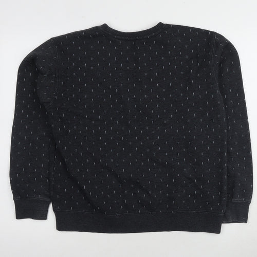 Men's Black Pullover Sweatshirt, Knit Fabric - Medium