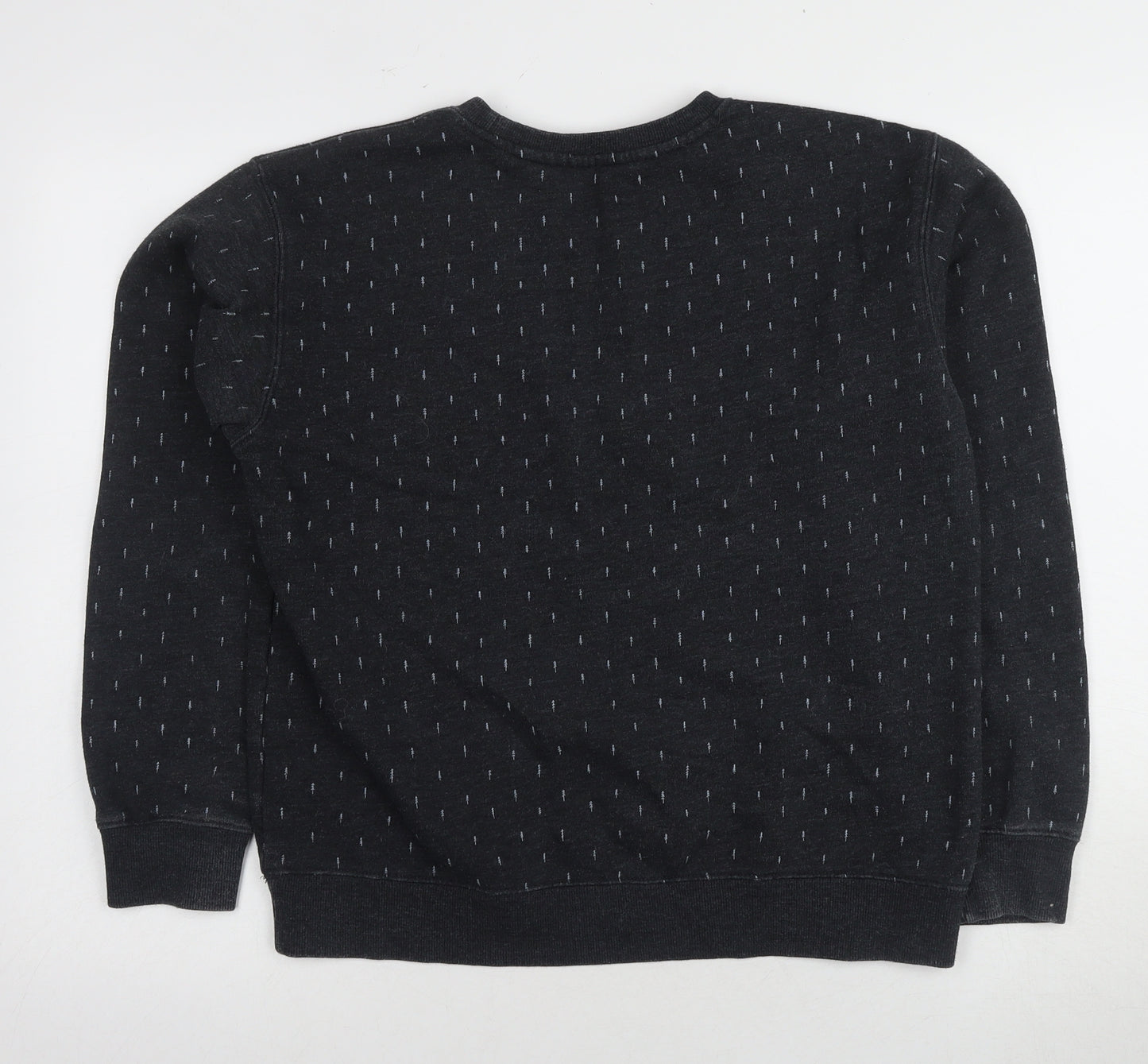 Men's Black Pullover Sweatshirt, Knit Fabric - Medium