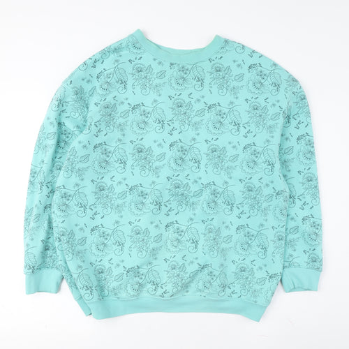 Damart Women’s Blue Floral Pullover Sweatshirt, Size M
