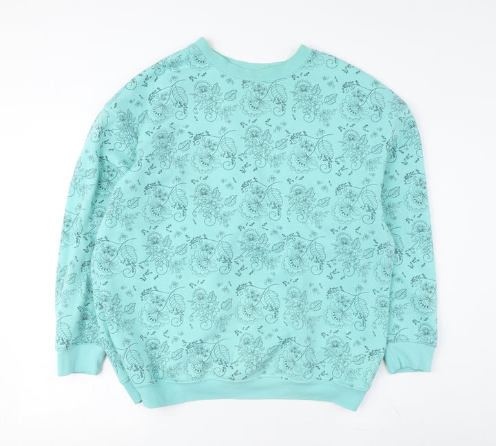 Damart Women’s Blue Floral Pullover Sweatshirt, Size M
