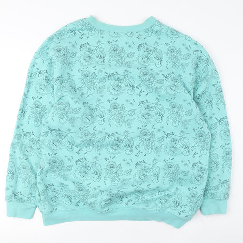 Damart Women’s Blue Floral Pullover Sweatshirt, Size M