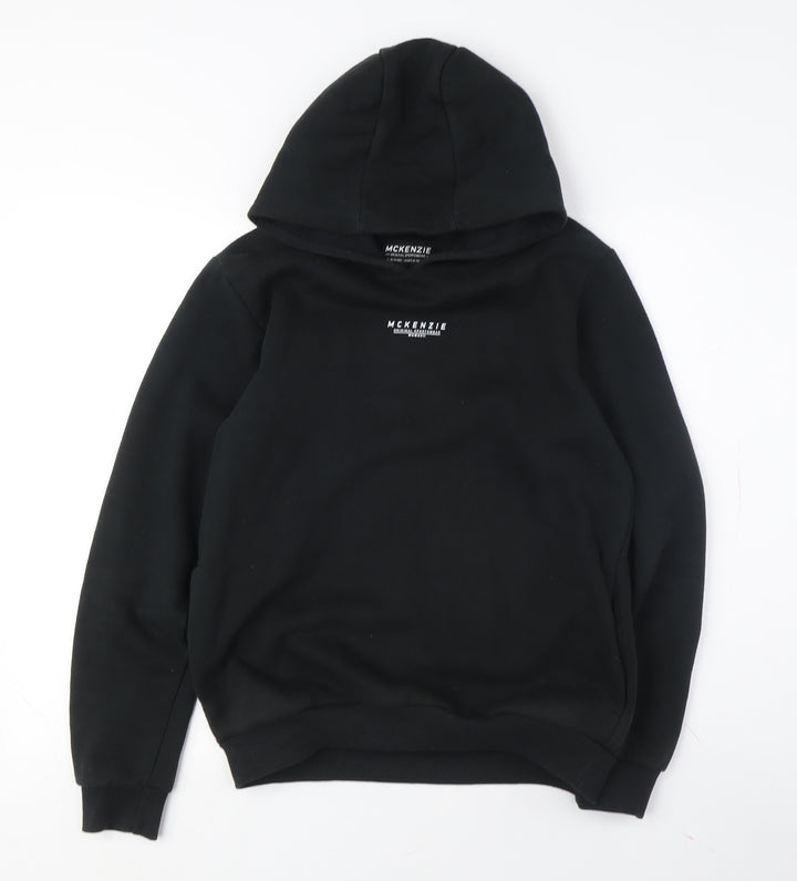 McKenzie Boys Black Hoodie 13-14 Years Pullover Logo Design