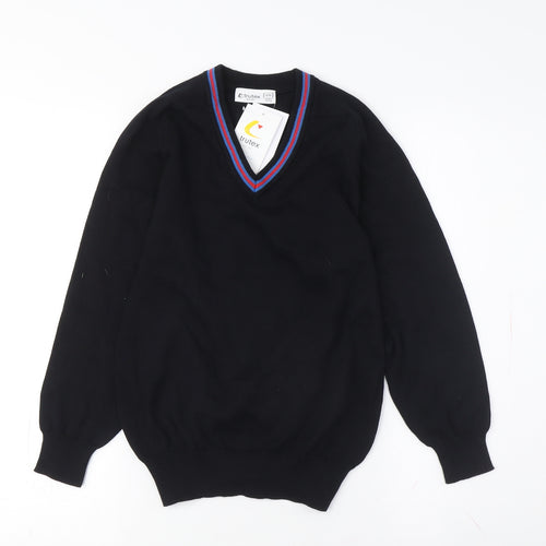 Trutex Boys Black V-Neck School Jumper, 9-10 Years, Cotton