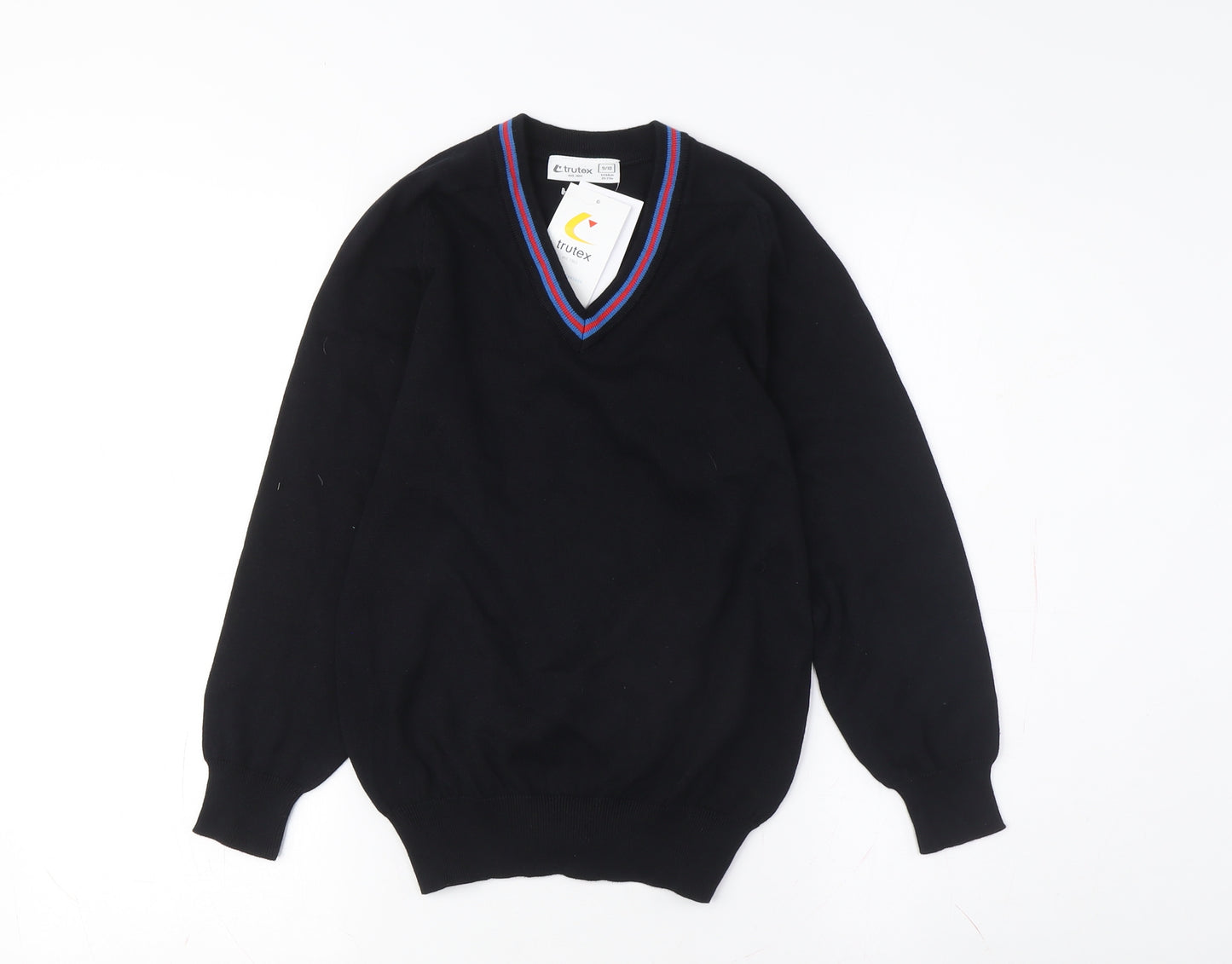 Trutex Boys Black V-Neck School Jumper, 9-10 Years, Cotton