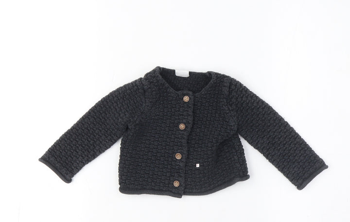 GAP Unisex Kids Black Cardigan, 6-12 Months, Autumn/Winter