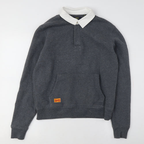 Superdry Unisex Grey Collared Pullover Sweatshirt S