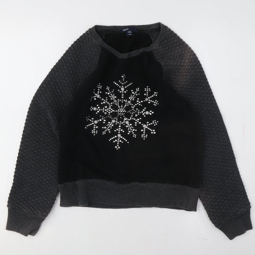 Gap Girls Black Snowflake Pullover Sweatshirt 10 Years