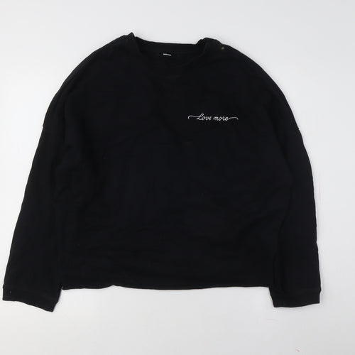 Diesel Unisex Black Cotton Pullover Sweatshirt - Small